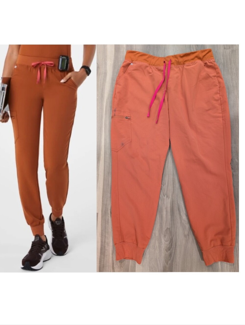 Figs | High Waisted Zamora Jogger Scrub Pants In Terracotta